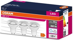 Confezione da 3 lampadine LED PAR16 GU10, 4,5 W, 230 V, 6500 K, 60° - Osram