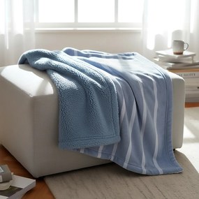 Plaid stampato righe azzurro jaquard 127x152cm