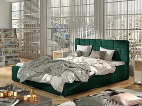 Letto matrimoniale con box contenitore Canada - 160 x 200 cm , Tessuto verde