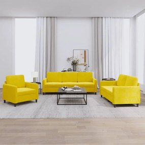 Set Di Divani 3 Pz Giallo İn Velluto /