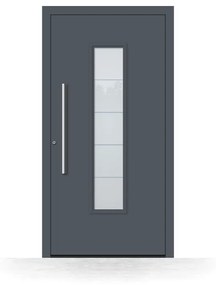 Portoncini in alluminio, grigio antracite RAL 7016, 800 x 1800 mm, isolamento termico, Schüco, modello Venezia, configura individualmente