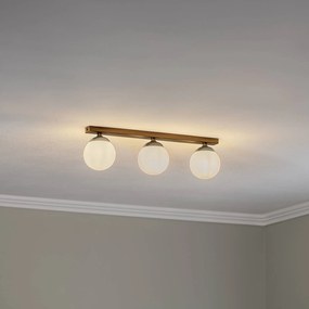 Argon Plafoniera Fatis vetro opalino/nero a 3 luci lunga