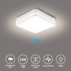 Brilagi - lampada da esterno con sensore BENE LED/18W/230V 22x22 cm bianca IP54