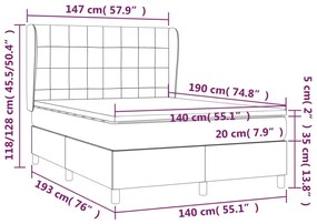 Giroletto a Molle con Materasso Rosa 140x190 cm in Velluto