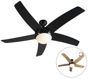 Ventilatore da soffitto nero con stampa legno 132 cm con telecomando - Cool