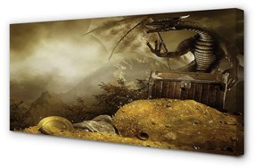 Quadro su tela Nuvole di draghi di montagna oro 100x50 cm