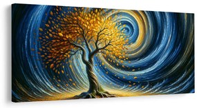 Quadro su tela – Vortice magico con foglie dorate