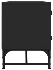 Mobile Porta TV con Ante in Vetro Nero 102x37x50 cm