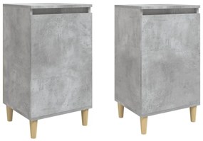 Comodini 2 pz grigio cemento 40x35x70 cm in legno multistrato