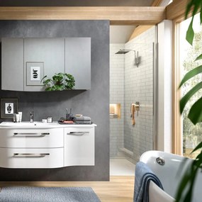 Mobile da bagno sospeso sotto lavabo Contea L 117 x H 53 x P 45 cm rovere laminato satinato, 2 cassetti 1 anta
