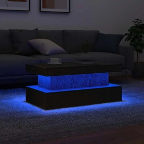 Tavolino Da Soggiorno Con Luci Led Rovere Nero 90x50x40 Cm /