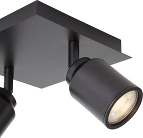 Faretto da bagno moderno nero quadrato 2 luci IP44 - Ducha
