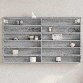 Armadietto vetrina grigio sonoma 100x8,5x58cm legno multistrato