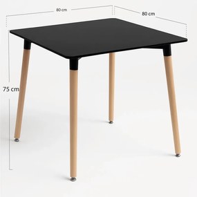 Tavolo Tower Quadrato 80 cm - Nero