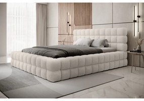 Letto matrimoniale imbottito bianco con contenitore e rete inclusi 160x200 cm Dizzle – ELTAP