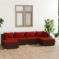 Set Divani da Giardino 6 pz con Cuscini in Polyrattan Marrone 3101803