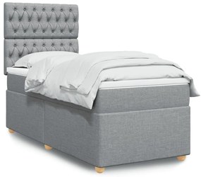 Giroletto A Molle Con Materasso Grigio Chiaro 90x190 Cm Tessuto /