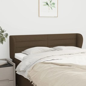 Testiera Ad Orecchio Marrone Scuro 147x23x78/88 Cm İn Tessuto /