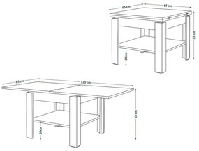 Tavolino pieghevole con mensola LIA quercia/nero
