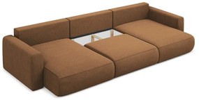 Divano angolare color terracotta allungabile/con contenitore (a U) Kapua – Makamii