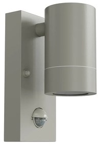 Applique cilindrica da Esterno IP65 GU10 con sensore Movimento - Grigia