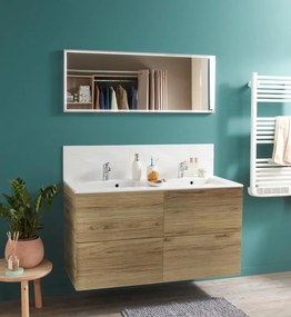 Mobile sottolavabo e lavabo Neo per doppia vasca rovere miele L 120 x H 64 x P 48 cm 4 cassetti