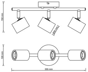 Brilliant - Faretto KERRY 3xE27/40W/230V nero/bambù