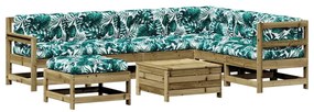 Set divani da giardino 8pz con cuscini legno impregnato di pino