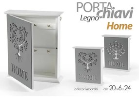 Trade Shop - Porta Chiavi Parete 20x6x24cm Legno Decoro Home Moderno Decori Assortiti 818585