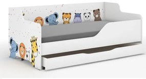 Letto per bambini con animali fiabeschi 160x80 cm