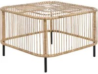 Tavolino in rattan nero naturale fatto a mano resistente ai raggi UV 67 x 67 cm stile boho interno ed esterno