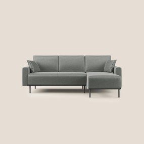 Arthur divano moderno angolare in velluto morbido impermeabile T01 grigio chiaro