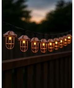 Catena solare a LED 10xLED/1,2V 300 mAh 3,8 m IP44 color rame