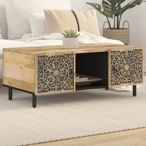 Tavolino Da Salotto 100x54x40 Cm İn Legno Massello Di Mango /