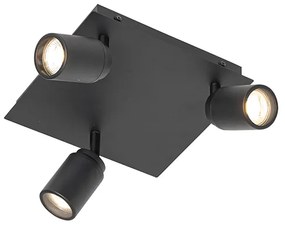 Faretto da bagno moderno nero quadrato 3 luci IP44 - Ducha
