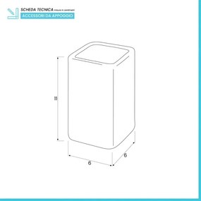 Portaspazzolino Rettangolare In Ceramica Bianco da Appoggio Dublino