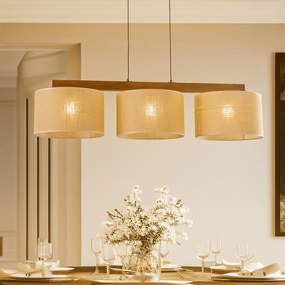 TK Lighting Lampada a sospensione Juta, 3 luci, trave