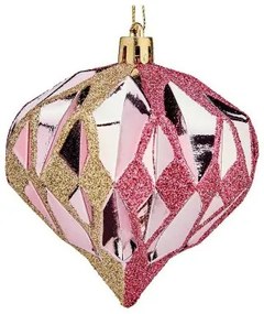 Palle di Natale Diamante Ø 8 cm 6 Unità Rosa Dorato Plastica