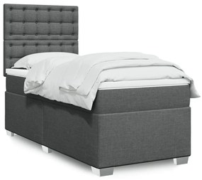Giroletto A Molle Con Materasso Grigio Scuro 90x190 Cm Tessuto /