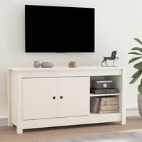 Mobile Porta TV Bianco 103x36,5x52 cm in Legno Massello di Pino cod 10798