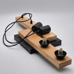 Lampadario a sospensione con filo CORTINA 2xE27/15W/230V + 2xG9/5W/230V nero/quercia