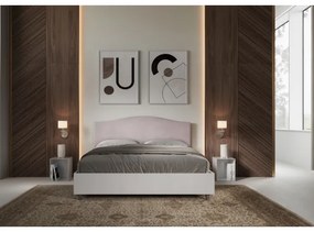 Letto contenitore da 160x200 in legno bianco e testata in microfibra glicine Grace