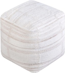 JUPITER - pouf in lana avorio con decoro 40 x 40