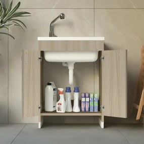 Mobile lavatoio 60x50 cm olmo in kit di montaggio con vasca e asse Ikaro