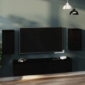 Pensili 2 Pz Neri 30x30x60 Cm İn Legno Massello Di Pino /