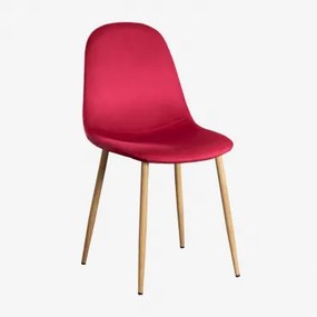 Confezione da 2 sedie da pranzo in velluto Glamm Rosso & Legno - Sklum