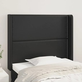 Testiera Ad Orecchio Nera 83x16x118/128 Cm İn Similpelle /