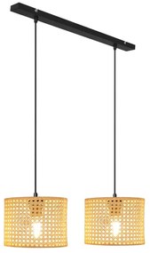 Lampadario a sospensione con filo ALBA 2xE27/15W/230V rattan/nero