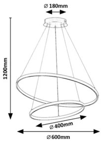 Rabalux 72348 - Lampadario a sospensione dimmerabile a cavo LED BELIZA LED/75W/230V 3000-6500K+telecomando