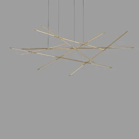 Lampadario A Sospensione Moderno Tubular 23 Luci Metallo Oro Satinato Led 92W